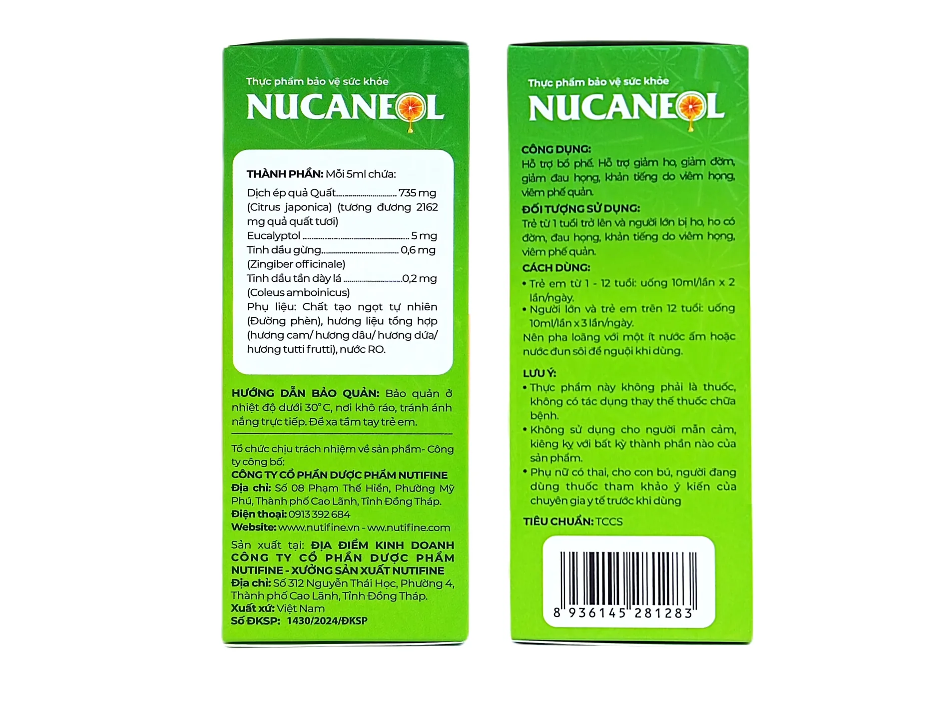 Siro Ho Nucaneol Nutifine - Dịch Ép Quả Quất - Ảnh 2